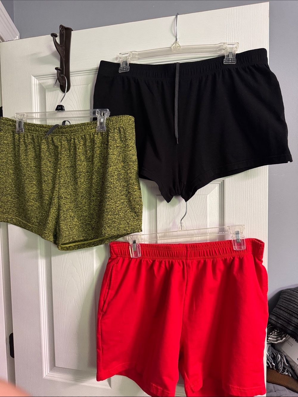Women's Active Drawstring Shorts - Black & Olive XXL & Red XL (lightweight)